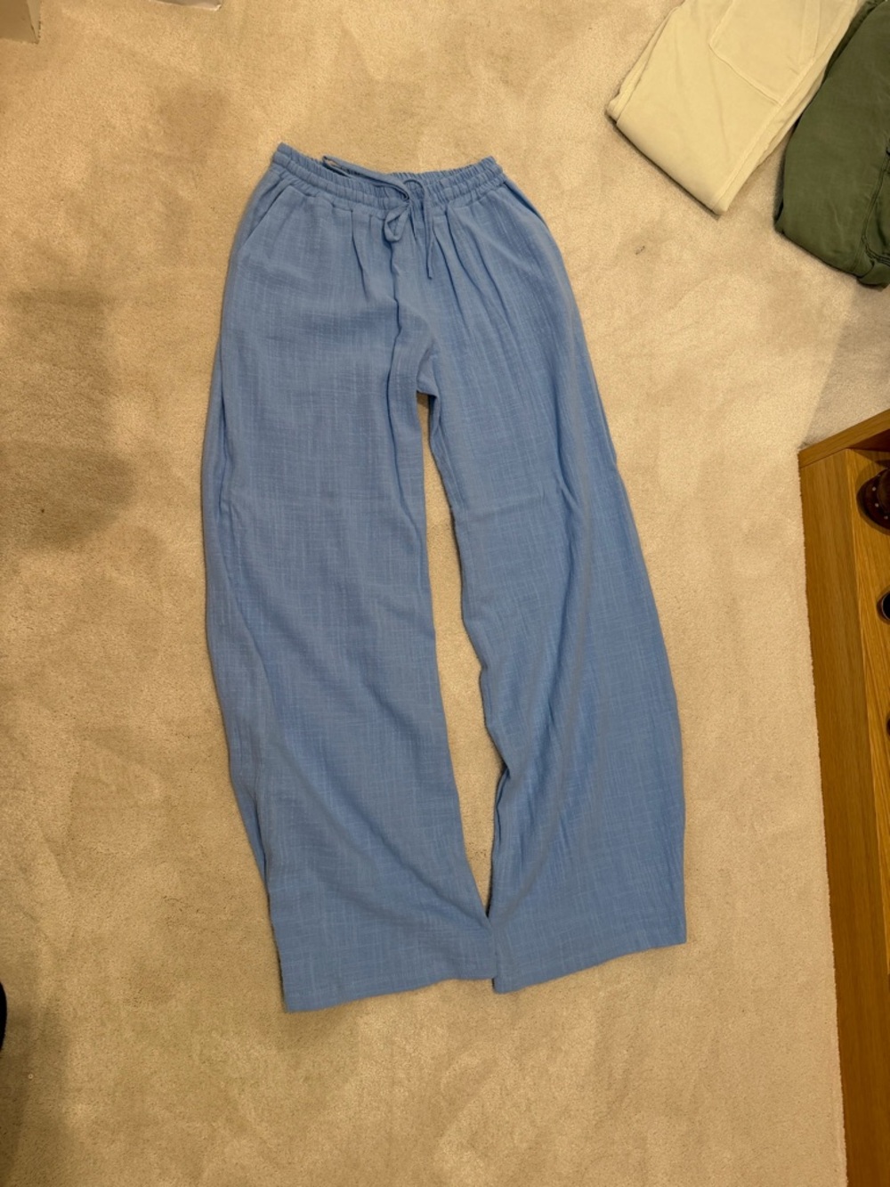 Vanita Rosa St. Barths Light Blue Wide-Leg Drawstring Pants